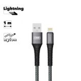 USB кабель Earldom EC-091I Lightning 8-pin, 1м, нейлон (черный)