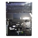 Клавиатура (топ-панель) для ноутбука Samsung NP270E5E, NP270E5V, NP270E5J черная с синим топкейсом