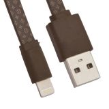 USB Дата-кабель для Apple Lightning 8-pin плоский LV 1 метр (коричневый)