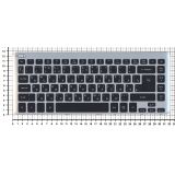 Клавиатура для ноутбука Acer Aspire V5-471 V5-431 черная с серебристой рамкой и подсветкой