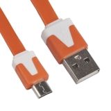 USB кабель LP Micro USB плоский узкий оранжевый, коробка