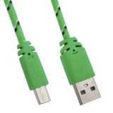 USB кабель LP Micro USB в оплетке зеленый с синим, европакет