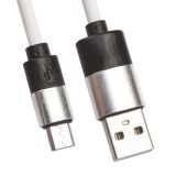 USB кабель LP Micro USB круглый soft touch металлические разъемы белый, европакет