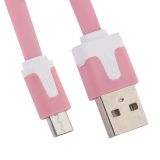 USB кабель LP Micro USB плоский узкий розовый, европакет