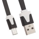 USB кабель LP Micro USB плоский узкий черный, европакет