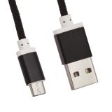 USB кабель LP Micro USB оплетка и металл. разъемы в катушке 1,5 метра черный