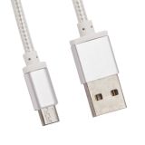 USB кабель LP Micro USB оплетка и металл. разъемы в катушке 1,5 метра белый