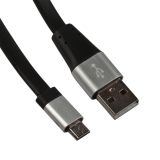 USB кабель LP Micro USB плоский, металлические разъемы, 1 м. черный, коробка