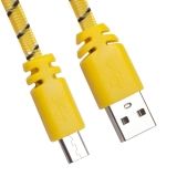 USB кабель LP Micro USB плоская оплетка желтый, европакет