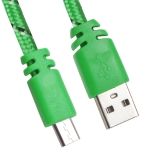 USB кабель LP Micro USB плоская оплетка зеленый, европакет