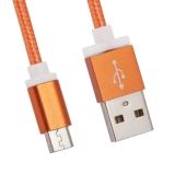 USB кабель LP Micro USB оплетка и металл. разъемы в катушке 1,5 метра оранжевый