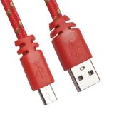 USB кабель LP Micro USB плоская оплетка красный, европакет