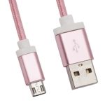 USB кабель LP Micro USB оплетка и металл. разъемы в катушке 1,5 метра розовый