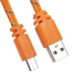 USB кабель LP Micro USB плоская оплетка оранжевый, европакет