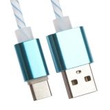 USB кабель LP USB Type-C витая пара с металлическими разъемами 1 м, белый с голубым, европакет
