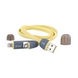 USB Дата-кабель Zetton ZTLSUSB2IN1BY 2 в 1 разъем Apple 8 pin, Micro USB желтый