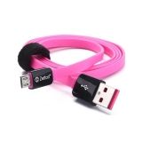 USB LED кабель Zetton Flat ZTLSUSBFCMCBP разъем Micro USB плоский, черный с розовым