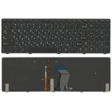 Клавиатура для ноутбука Lenovo IdeaPad Y580 черная с черной рамкой и подсветкой