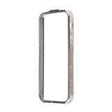 Чехол (бампер) для Apple iPhone 5, 5s, SE с белыми стразами, металл, серебристый