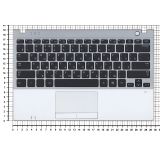 Клавиатура (топ-панель) для ноутбука Samsung NP350U2A NP350U2B черная с серебристым топкейсом