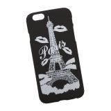 Силиконовый чехол Париж для Apple iPhone 6, 6s черный, белые губки