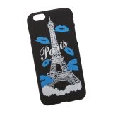 Силиконовый чехол Париж для Apple iPhone 6, 6s черный, синие губки