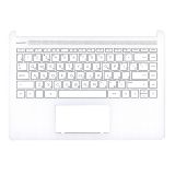 Клавиатура (топ-панель) для ноутбука HP 14S-DQ 14S-FQ белая с белым топкейсом