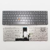Клавиатура для ноутбука HP Elitebook 8760w темно-серая с рамкой с трекпойнтом без подсветки