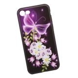 Защитная крышка + защитное стекло для iPhone 8/7 "Неоновая бабочка с цветами" (коробка)
