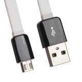 USB кабель передачи данных Zetton Flat разъем Micro USB плоский черный, белый, OEM