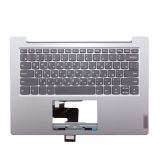Клавиатура (топ-панель) для ноутбука Lenovo Slim 1-14AST-05 серая с серебристым топкейсом