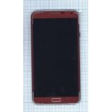 Дисплей (экран) в сборе с тачскрином для Samsung Galaxy Note 3 SM-N9000 красный с рамкой