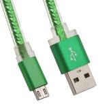 USB Дата-кабель "High Speed Fashion Cable" Micro USB плоский в оплетке 1 м. (зеленый)