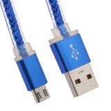 USB Дата-кабель "High Speed Fashion Cable" Micro USB плоский в оплетке 1 м. (синий)