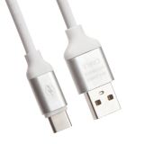 USB кабель LP USB Type-C круглый soft touch металлические разъемы 1,2 метра белый, европакет