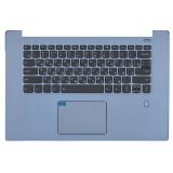 Клавиатура (топ-панель) для ноутбука Lenovo IdeaPad 530S-15IKB черная с синим топкейсом, с подсветкой
