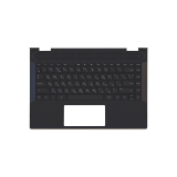 Клавиатура (топ-панель) для ноутбука HP Pavilion x360 14-CD 14-DD черная с черным топкейсом, с золотистой окантовкой
