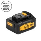 Аккумулятор TopON DCB184 для DeWalt 18V 5.0Ah (Li-ion) с USB портом 