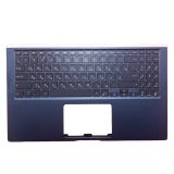 Клавиатура (топ-панель) для ноутбука Asus UX533FD черная c синим топкейсом