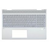 Клавиатура (топ-панель) для ноутбука HP Envy 15-DR 15-DS серебристая с серебристым топкейсом