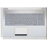 Клавиатура (топ-панель) для ноутбука Asus N550, G550JK, N550JA серебристая с серебристым топкейсом и подсветкой