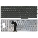Клавиатура для ноутбука Sony VAIO SVS15 черная с подсветкой, плоский Enter