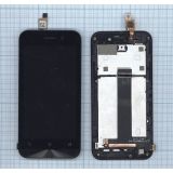 Дисплей (экран) в сборе с тачскрином для Asus ZenFone Go ZB450KL черный с рамкой