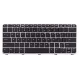 Клавиатура для ноутбука HP Folio 1011, 1012, 1020 G1 черная с серебряной рамкой и подсветкой