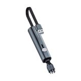USB кабель LDNIO LC99 Charging Cable 3 in 1 Micro USB, Apple 8 pin, USB Type-C 0,3метра (серый)