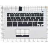 Клавиатура (топ-панель) для ноутбука ASUS VivoBook S300LA черная с серебристым топкейсом