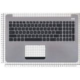 Клавиатура (топ-панель) для ноутбука ASUS K501L, K501LB, K501LX черная с серым топкейсом