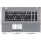 Клавиатура (топ-панель) для ноутбука ASUS X750LN черная с серебристым топкейсом
