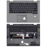 Клавиатура (топ-панель) для ноутбука Lenovo ThinkPad X1 Yoga 3rd Gen черная с серебристым топкейсом