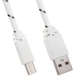 USB кабель LP Micro USB в оплетке белый с черным, коробка